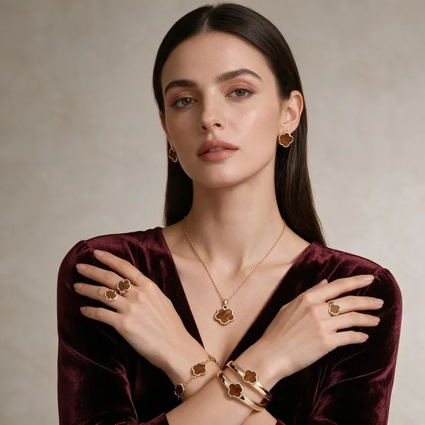 Brown_Gold_Tone_Floral_Alloy_Jewellery_Set_For_Women
