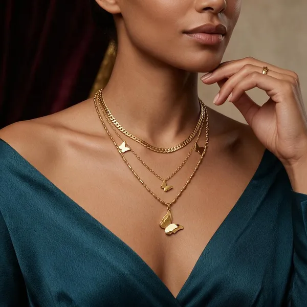 Gold_Alloy_Layered_Butterfly_Charm_Necklace_For_Women