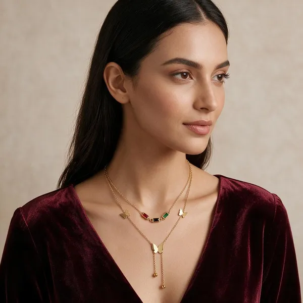 Gold_Tone_Alloy_Butterfly_Layered_Necklace_For_Women