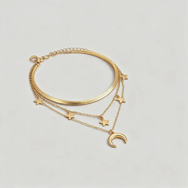 Gold_Tone_Alloy_Layered_Moon_And_Star_Pendant_Necklace_For_Women