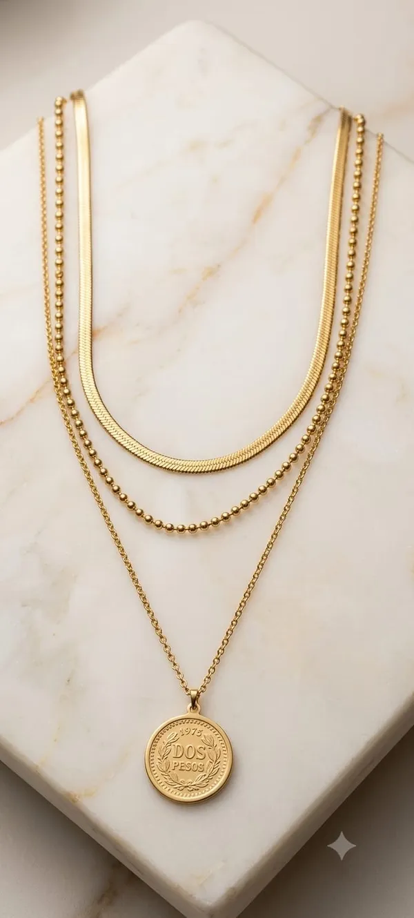 Gold_Alloy_Layered_Coin_Pendant_Necklace_For_Women