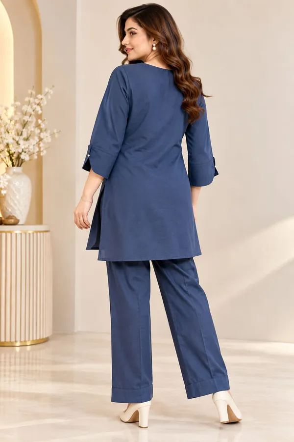 solid_denim_co-Ord_set_embellish_with_stone_and_bead_work