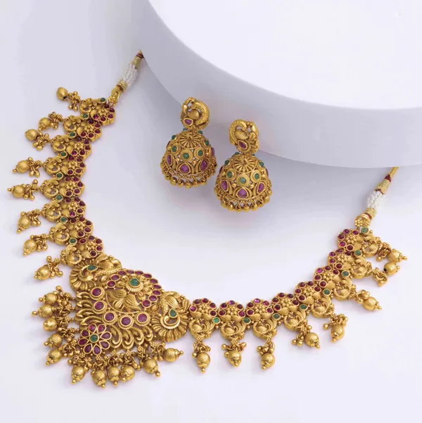 Tejasvi_Temple_Necklace_Set_V_873_Green
