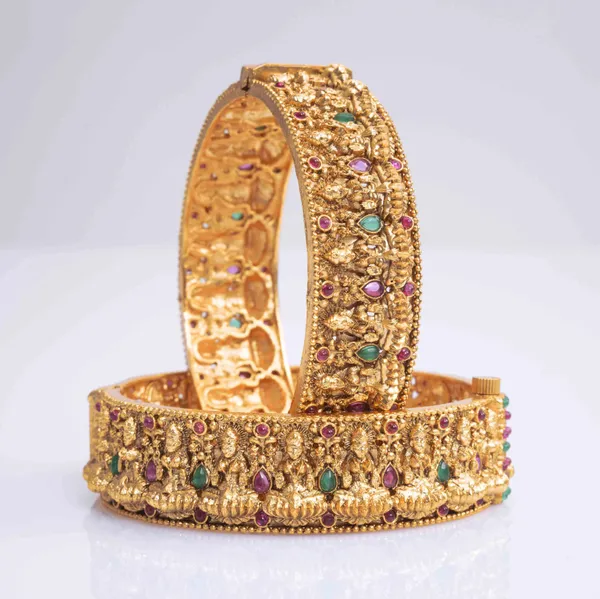 Handcrafted_Laxmi_Gold_Plated_Bangle_K_990_Green