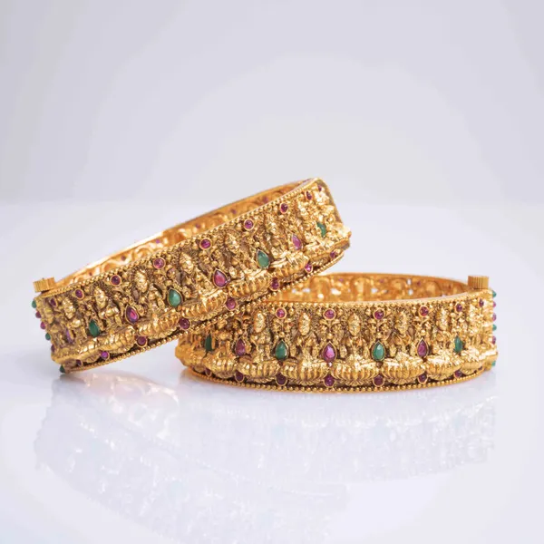 Handcrafted_Laxmi_Gold_Plated_Bangle_K_990_Green