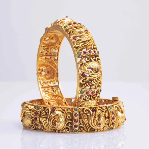 Antique_Peacock_Gold_Plated_Bangle_V_1250_Green