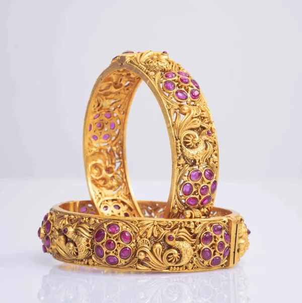 Gold_Plated_Peacock_Bangle_V_1253_Red