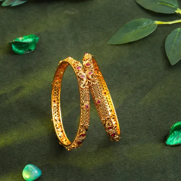 Regal_Peacock_Gold_Plated_Antique_Bangle_V_864_Red_Pack_Of_2