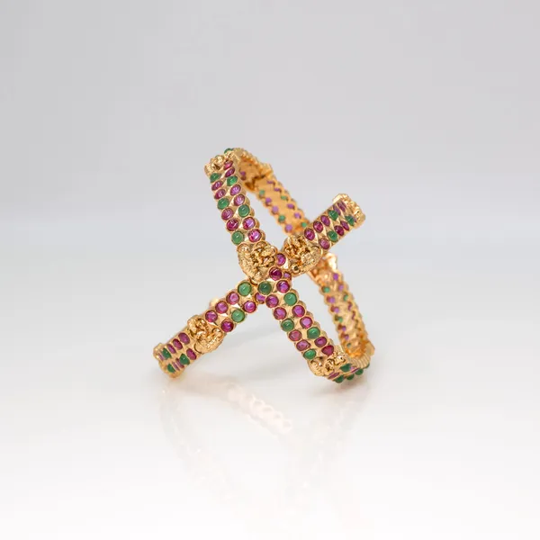 Divine_Laxmi_Temple_Bangles_In_Gold_Finish_K_995_Green_Pack_Of_2