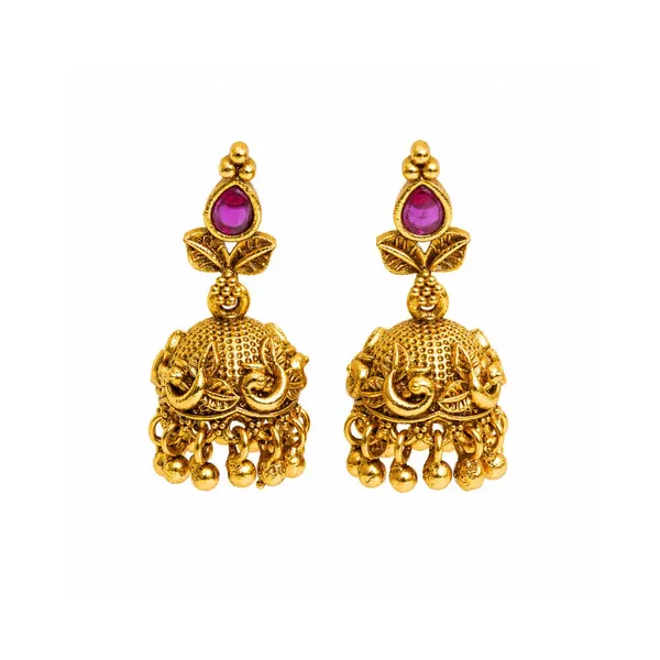 Temple_Grace_Small_Jhumka_V_110_Red