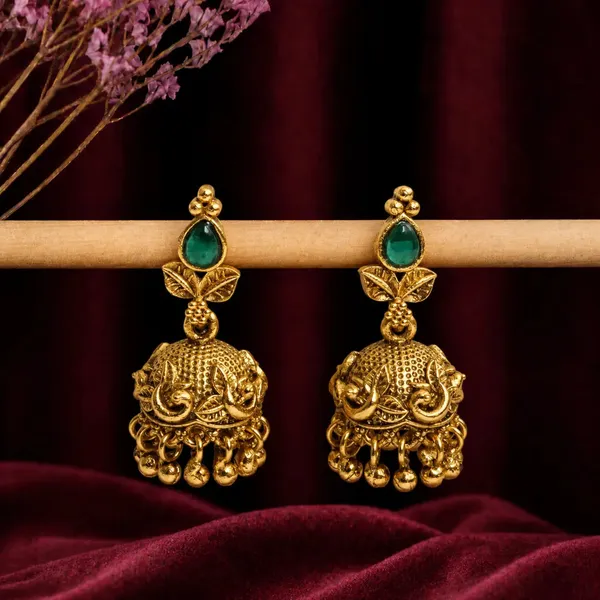Temple_Grace_Small_Jhumka_V_110_Red