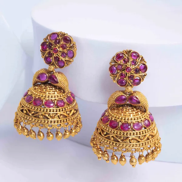 Traditional_Gold_Plated_Jhumka_R_1105_Red