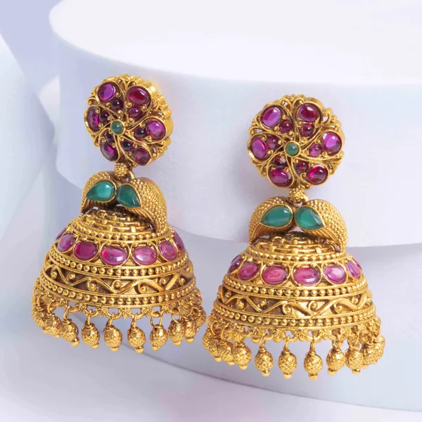 Traditional_Gold_Plated_Jhumka_R_1105_Green