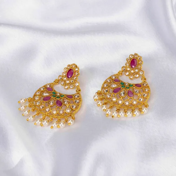 Ethnic_Gold_Plated_Jhumka_C_37_Red
