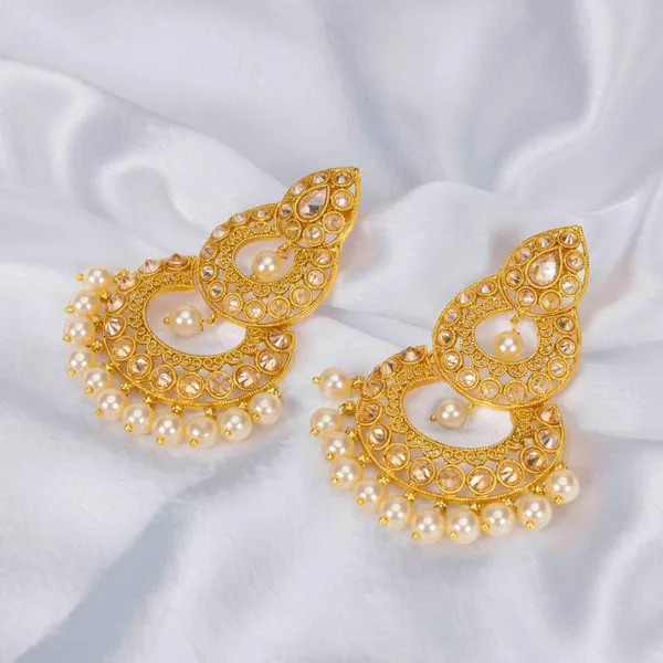 Antique_Gold_Plated_Jhumka_With_White_Pearl_B_163_White