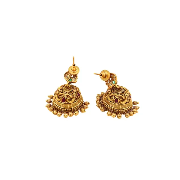 Heritage_Temple_Gold_Plated_Bridal_Jhumka_R_1301_Green