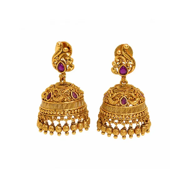 Heritage_Temple_Gold_Plated_Bridal_Jhumka_R_1301_Green