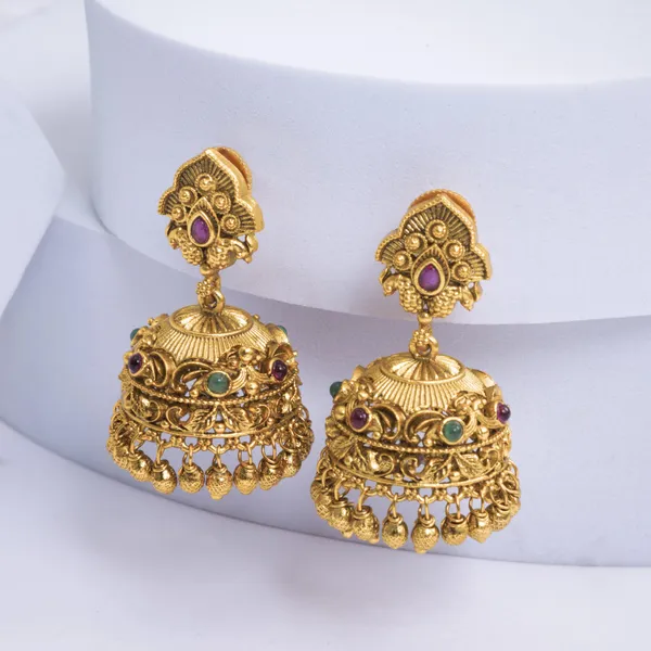 Classic_Gold_Plated_Jhumka_R_1152_Green