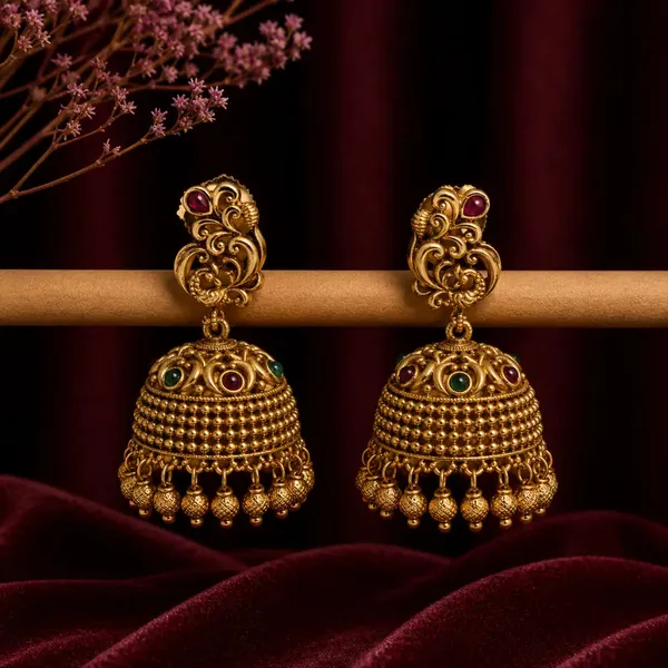 Timeless_Temple_Elegance_Jhumka_R_1162_Red