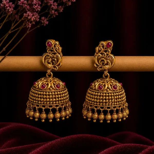 Timeless_Temple_Elegance_Jhumka_R_1162_Red