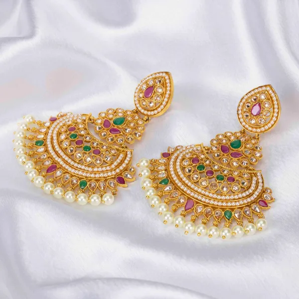 Antique_Flower_Gold_Plated_Jhumka_C_390_Multicolor