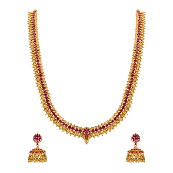 Antique_Long_Necklace_Set_K_1114_Red