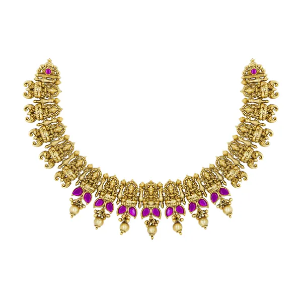 Antique_Elegant_Temple_Necklace_Set_J_43_Red