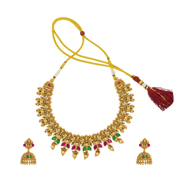 Antique_Elegant_Temple_Necklace_Set_J_43_Green