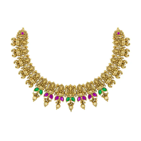 Antique_Elegant_Temple_Necklace_Set_J_43_Green