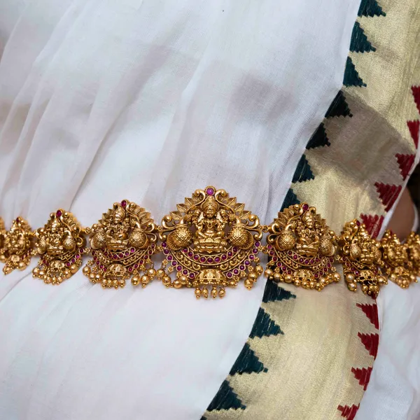 Gold_Plated_Antique_Temple_Style_Waist_Belt_V_1919_Red