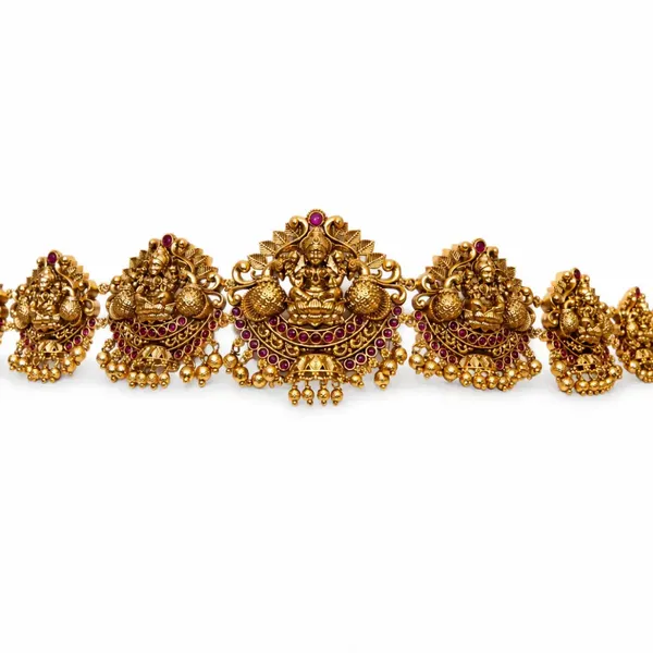 Gold_Plated_Antique_Temple_Style_Waist_Belt_V_1919_Red