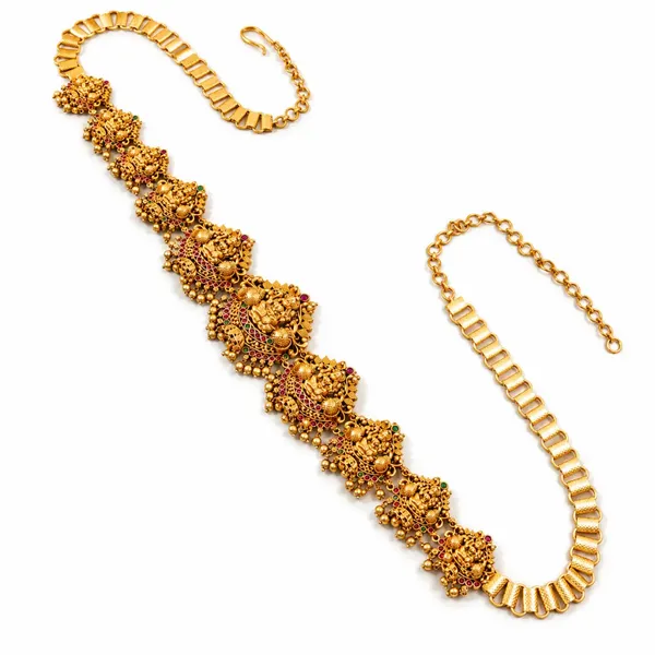 Gold_Plated_Antique_Temple_Style_Waist_Belt_V_1919_Red