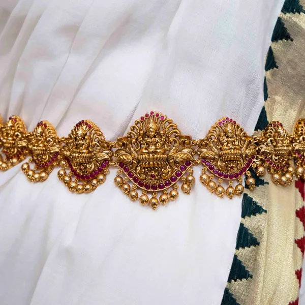 Intricately_Designed_Waist_Belt_In_Antique_Gold_Finish_V_1914_Red