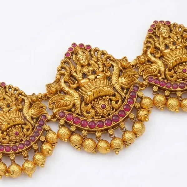 Intricately_Designed_Waist_Belt_In_Antique_Gold_Finish_V_1914_Red