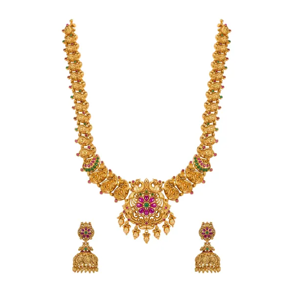Majestic_Temple_Inspired_Long_Necklace_Set_V_758u_Green