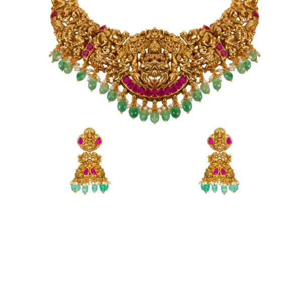 Divine_Laxmi_Gold_Plated_Temple_Necklace_Set_J_71n_Red