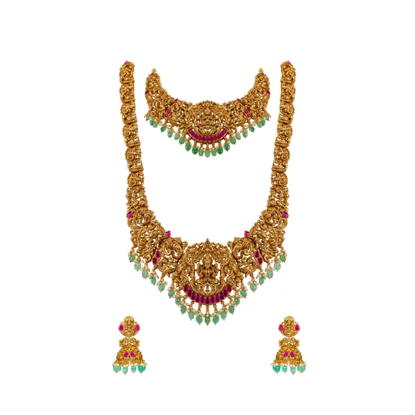 Divine_Laxmi_Gold_Plated_Temple_Necklace_Set_J_71n_Red