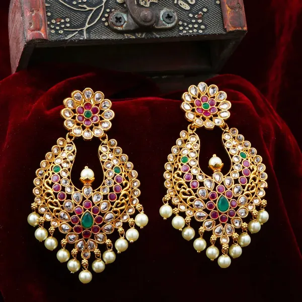 Antique_Flower_Gold_Plated_Jhumka_C_207_Multicolor