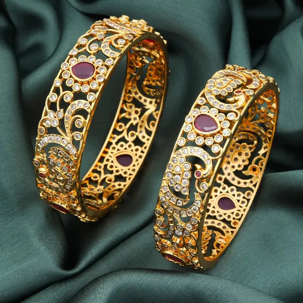 Gold_Plated_American_Diamond_Bangle_Red