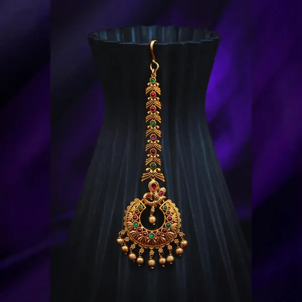 Antique_Gold_Plated_Maang_Tikka_N_704_Green