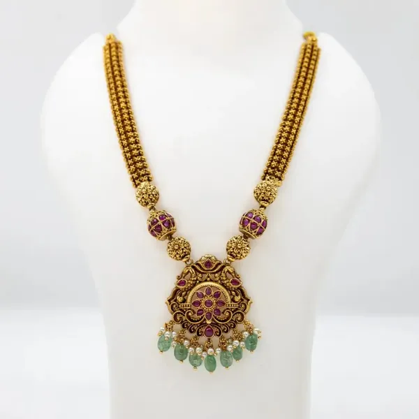 Peacock_Flower_Deisgn_Temple_Haaram_Design_T_49_Green