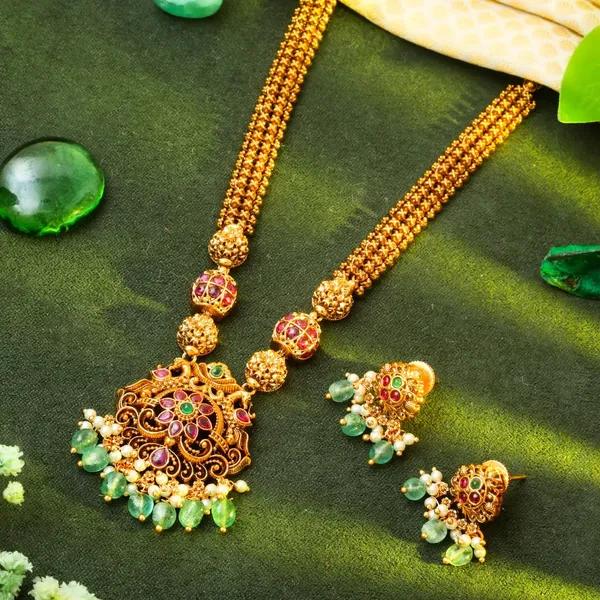 Peacock_Flower_Deisgn_Temple_Haaram_Design_T_49_Green