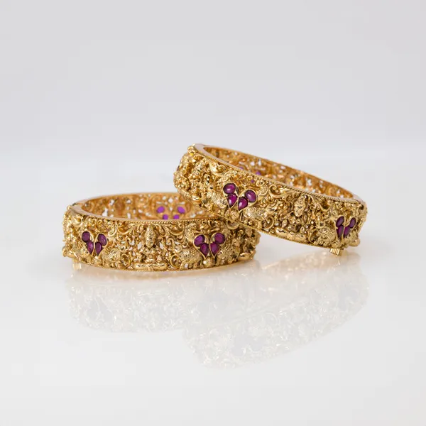 Handcrafted_Gold_Plated_Paired_Bangles_V_1767_Green