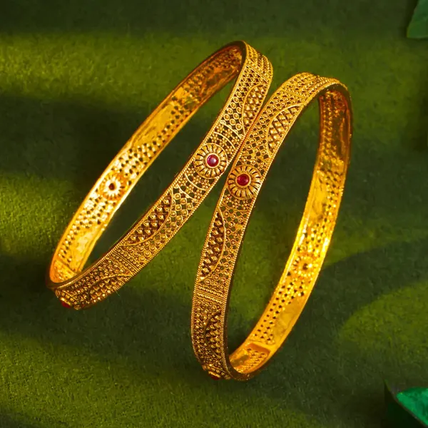 Carved_Antique_Temple_Bangle_V_1828_Red_Pack_Of_2