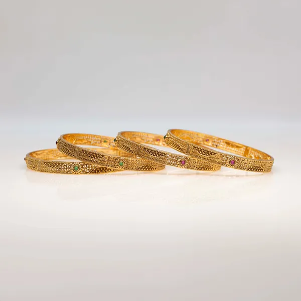 Carved_Antique_Temple_Bangle_V_1828_Green_Pack_Of_2