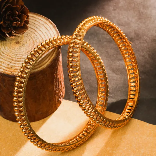Antique_Gold_Plated_Classic_Textured_Bangle_V_1825_Gold_Pack_Of_2