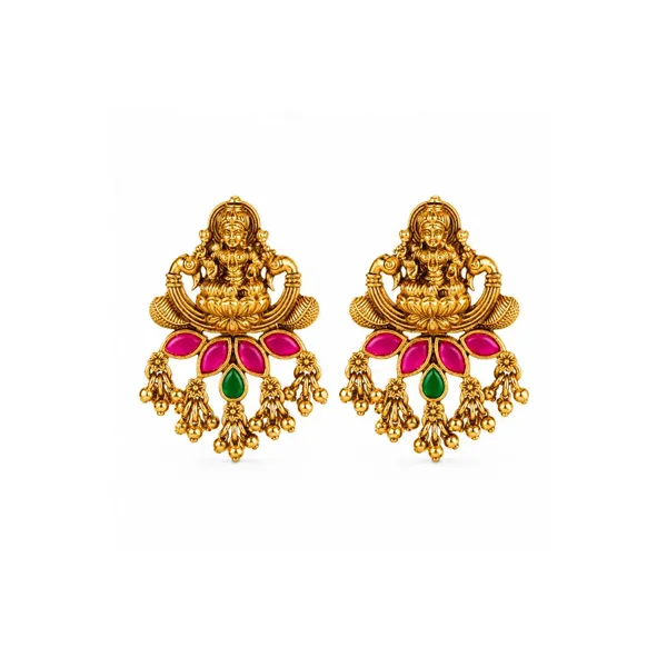 Temple_Inspired_Antique_Gold_Plated_Bali_V_1652_Red