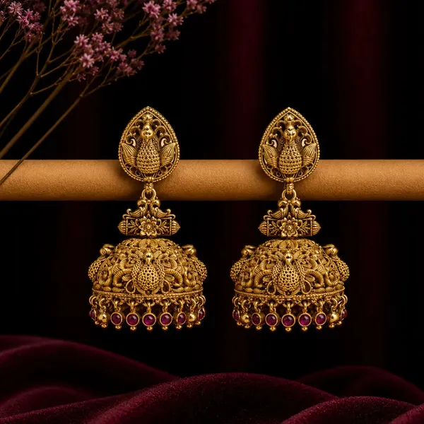 Grand_Peacock_Traditional_Jhumka_R_1277_Red