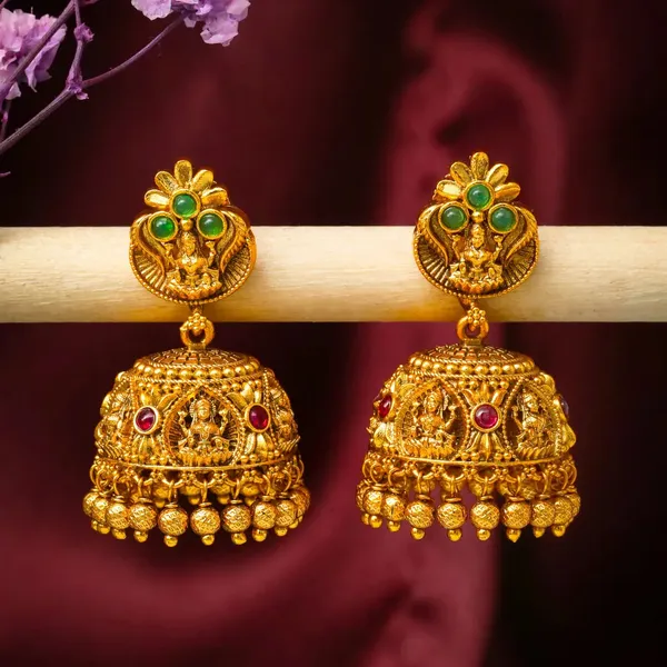Divine_Laxmi_Gold_Plated_Jhumka_R_1123_Green