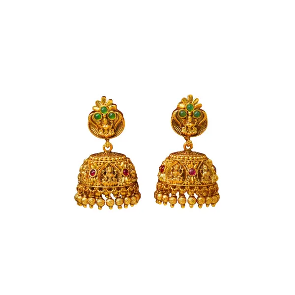 Divine_Laxmi_Gold_Plated_Jhumka_R_1123_Green